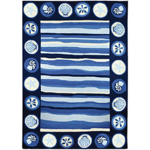 Load image into Gallery viewer, Coastal Stripes and Shells Indoor/Outdoor and Coastal Rectangle Homefires Rug