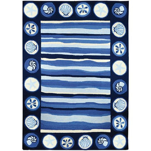 Coastal Stripes and Shells Indoor/Outdoor and Coastal Rectangle Homefires Rug