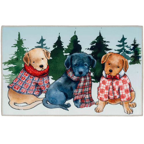 PUPPIES IN PLAID Indoor Only and Seasonal Rectangle Olivia's Home Rug