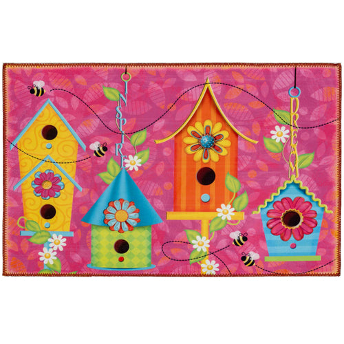 BIRDHOUSE VILLAGE Indoor Only and Garden/Tropical Rectangle Olivia's Home Rug