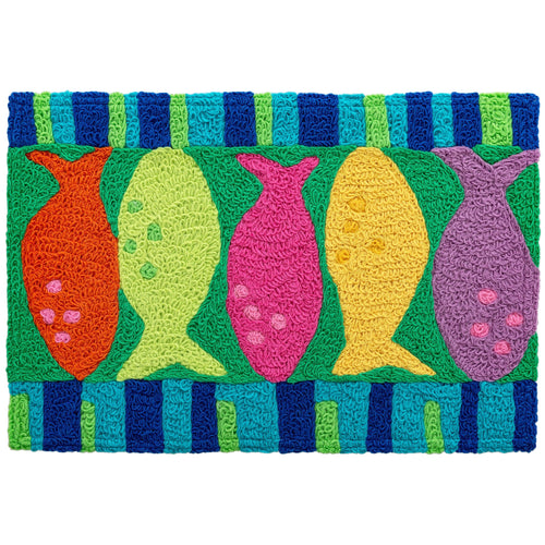 Watercolor Fish Indoor/Outdoor and Coastal/Lakefront Rectangle Jellybean Rug