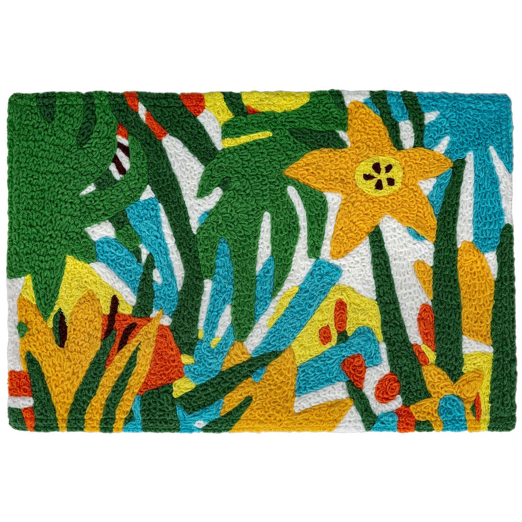 Palm & Flower Thatch Indoor/Outdoor and Garden/Tropical Rectangle Jellybean Rug