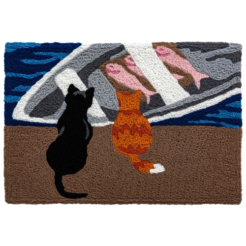 Fresh Catch Cats Indoor/Outdoor and Pets Rectangle Jellybean Rug