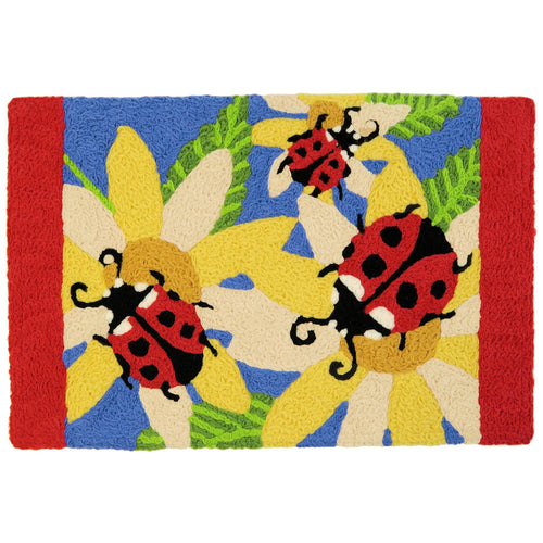 Ladybugs and Yellow Sunflowers Indoor/Outdoor and Garden/Tropical Rectangle Jellybean Rug