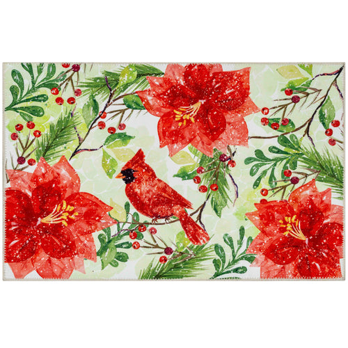 CRIMSON CARDINAL Indoor Only and Winter Rectangle Olivia's Home Rug