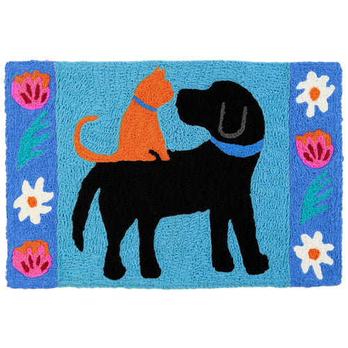  Black Lab & Friend Indoor/Outdoor and Pets Rectangle Jellybean Rug