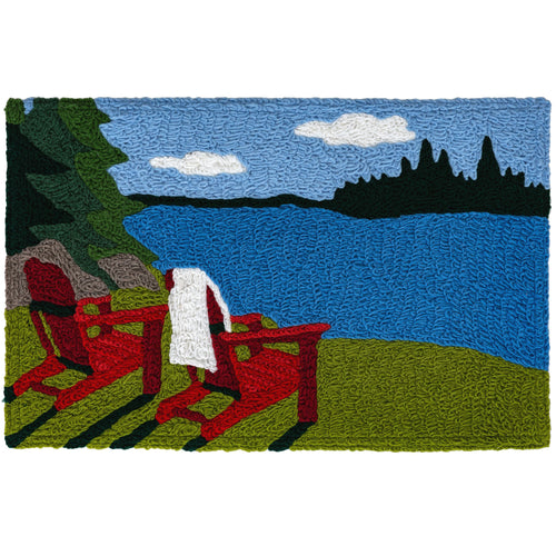 Lake Life Indoor/Outdoor and Coastal/Lakefront Rectangle Jellybean Rug