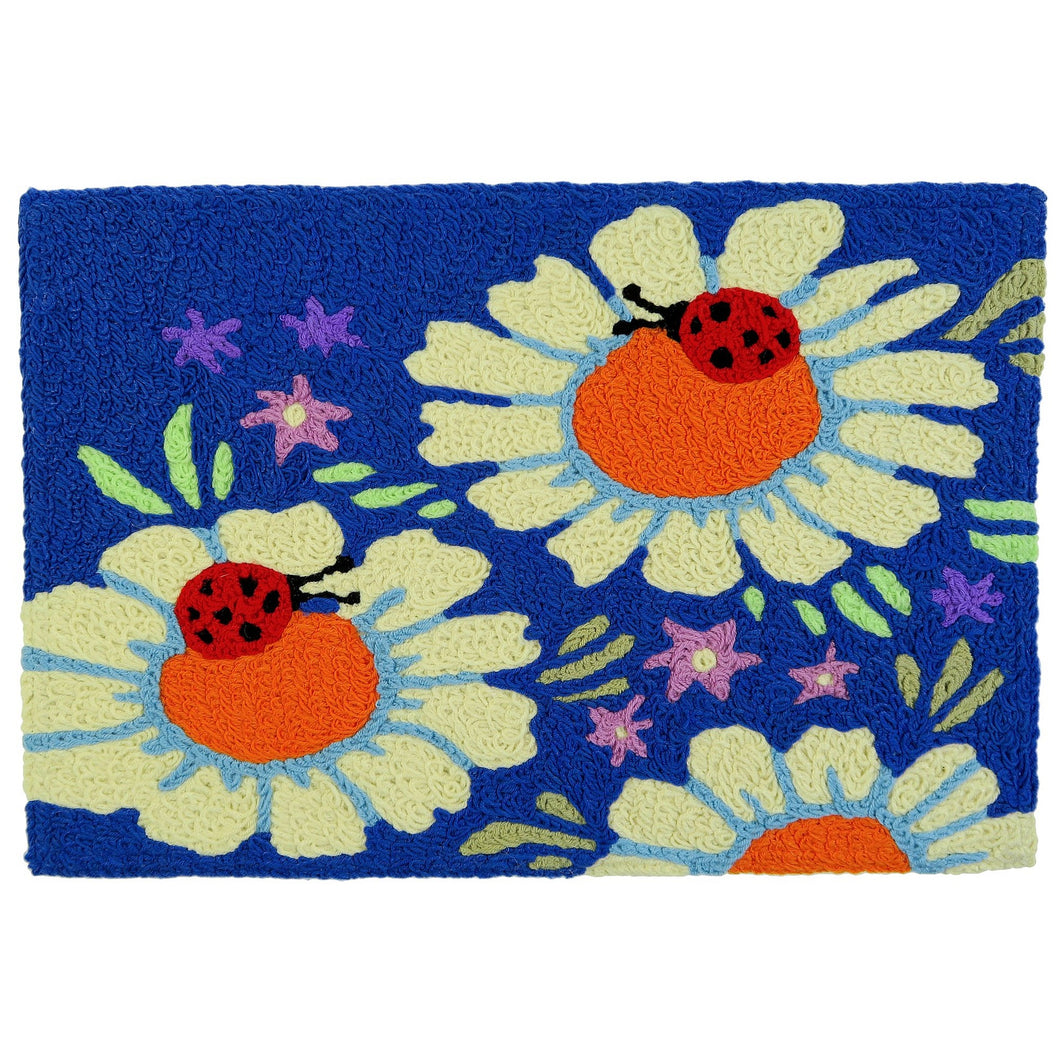 Ladybugs on Daisies Indoor/Outdoor and Garden/Tropical Rectangle Jellybean Rug