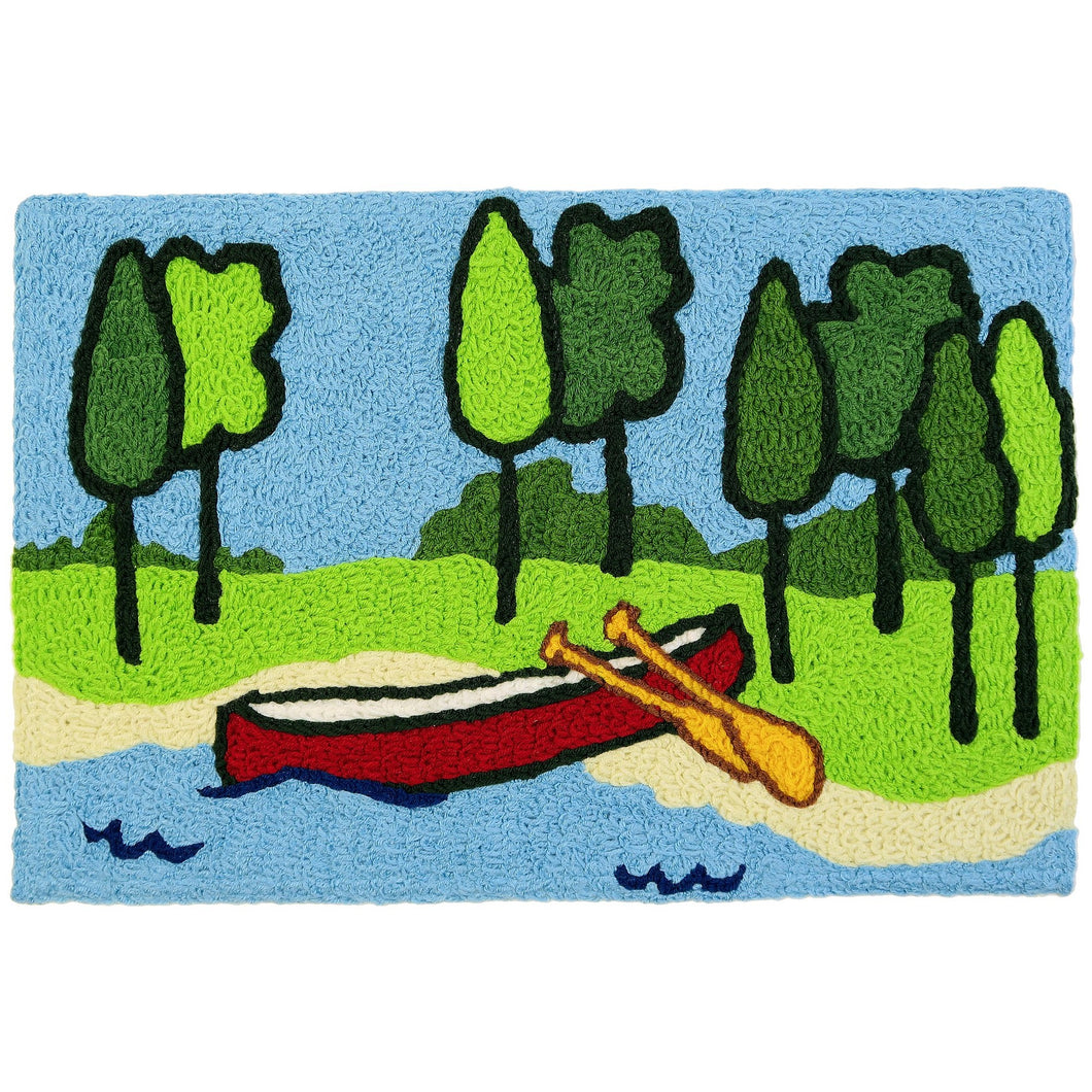 Canoeing Indoor/Outdoor and Lodge, Western, Country, Trend Rectangle Jellybean Rug