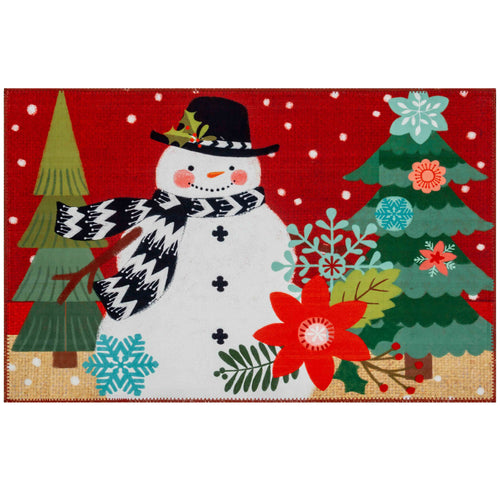 SNOWMAN ON BURLAP Indoor Only and Winter Rectangle Olivia's Home Rug