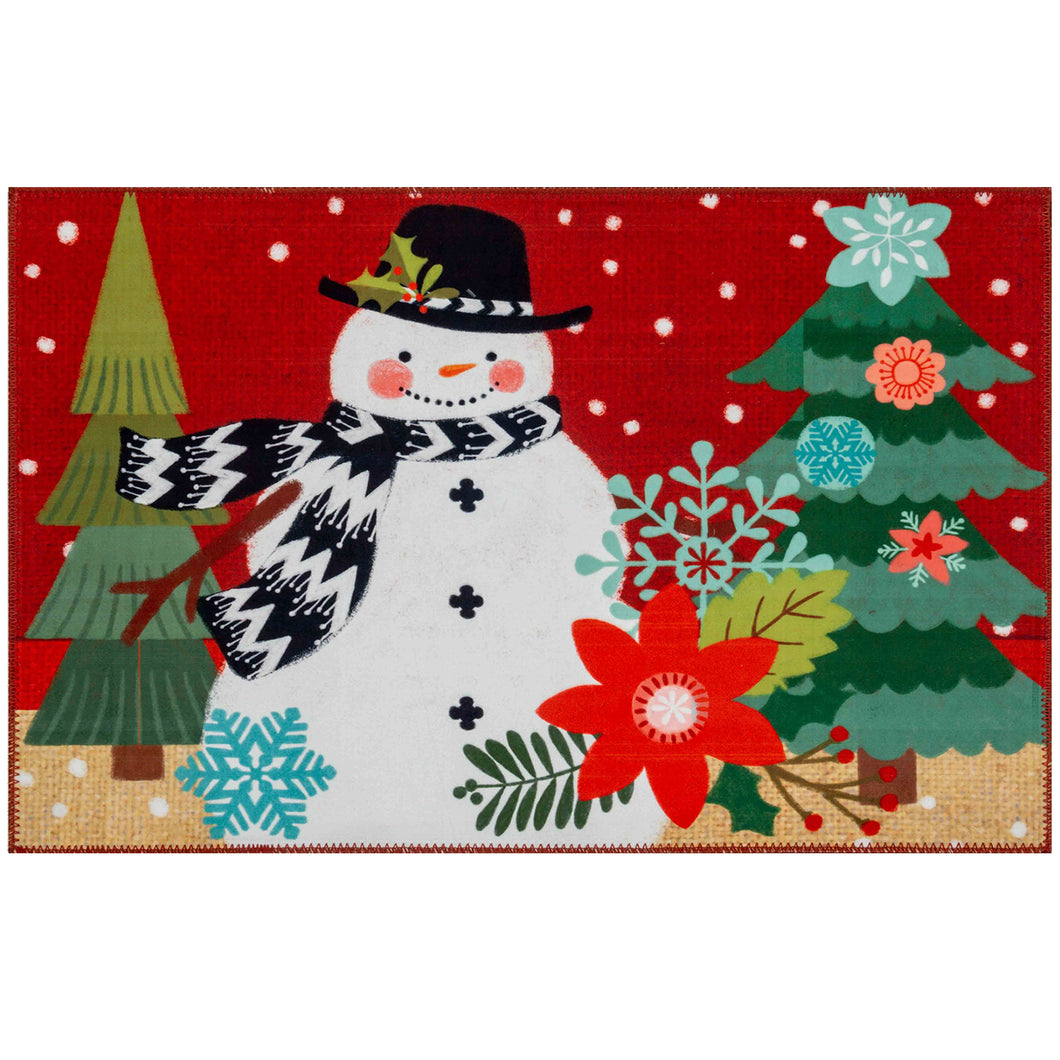 SNOWMAN ON BURLAP Indoor Only and Winter Rectangle Olivia's Home Rug
