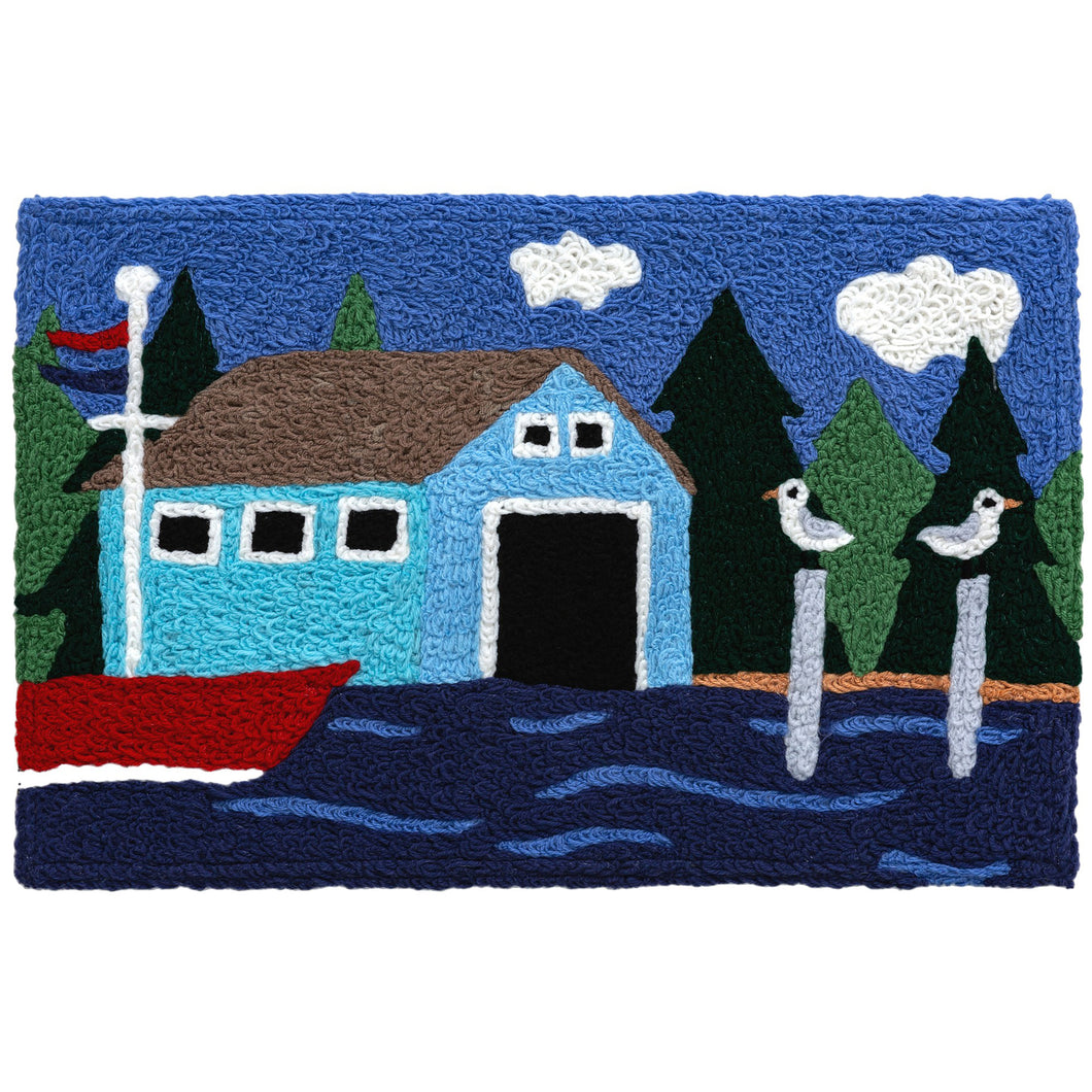 Lakeside Boat House Indoor/Outdoor and Coastal/Lakefront Rectangle Jellybean Rug