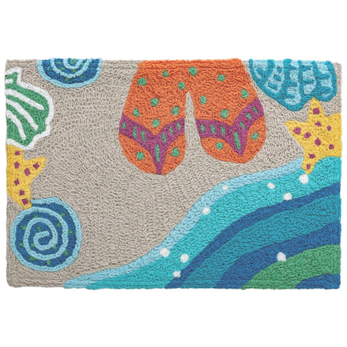 Seaside Sandals Indoor/Outdoor and Coastal/Lakefront Rectangle Jellybean Rug