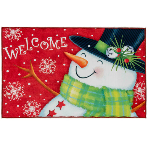 WELCOMING SNOWMAN Indoor Only and Seasonal Rectangle Olivia's Home Rug