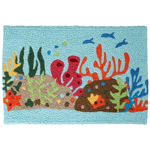 Ocean Life Indoor/Outdoor and Coastal/Lakefront Rectangle Jellybean Rug