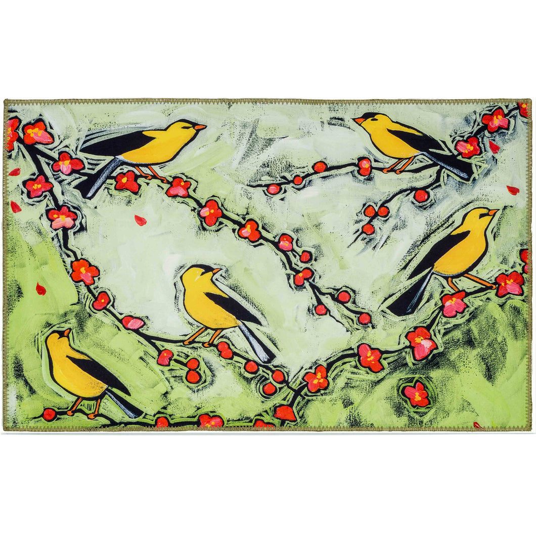 GOLDFINCHES Indoor Only and Garden/Tropical Rectangle Olivia's Home Rug