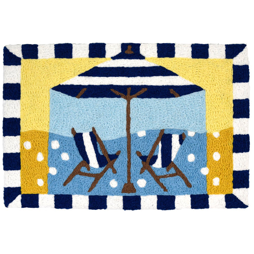 Striped Beach Umbrella & Chairs