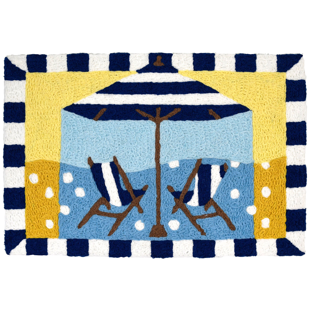 Striped Beach Umbrella & Chairs