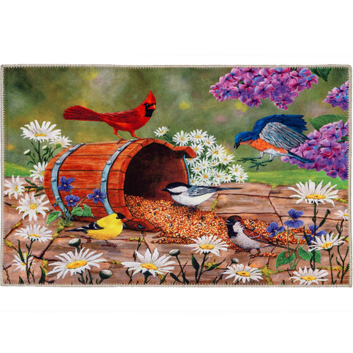 BIRD SEED BARREL Indoor Only and Garden/Tropical Rectangle Olivia's Home Rug