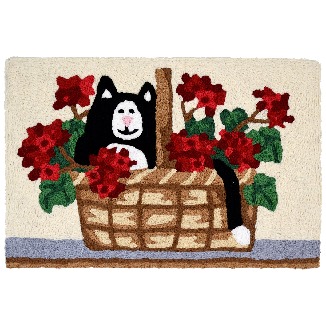 Kitty In Geranium Basket