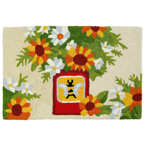 Honey Bee Tin Can Indoor/Outdoor and Garden/Tropical Rectangle Jellybean Rug