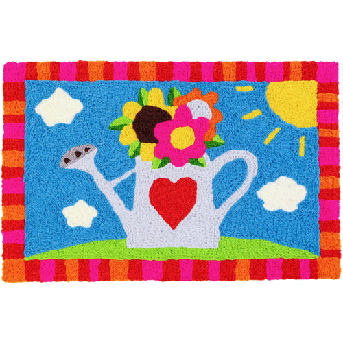 Flowering Watering Can Indoor/Outdoor and Garden/Tropical Rectangle Jellybean Rug