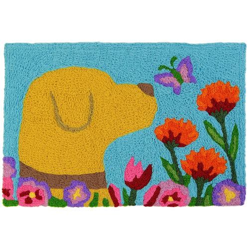 Golden Lab and Butterfly Indoor/Outdoor and Pets Rectangle Jellybean Rug