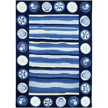 Load image into Gallery viewer, Coastal Stripes and Shells Indoor/Outdoor and Coastal Rectangle Homefires Rug